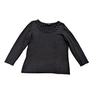 Jones Wear Women's Sweater Size L Black Metallic Shimmer Pullover